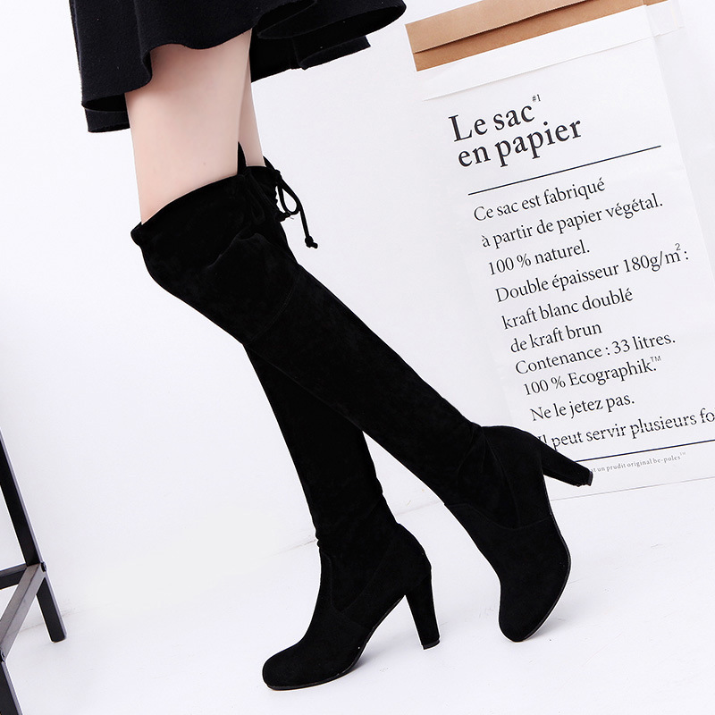 Knee High Sock Women - Bottes pour femmes tissu extensible sur