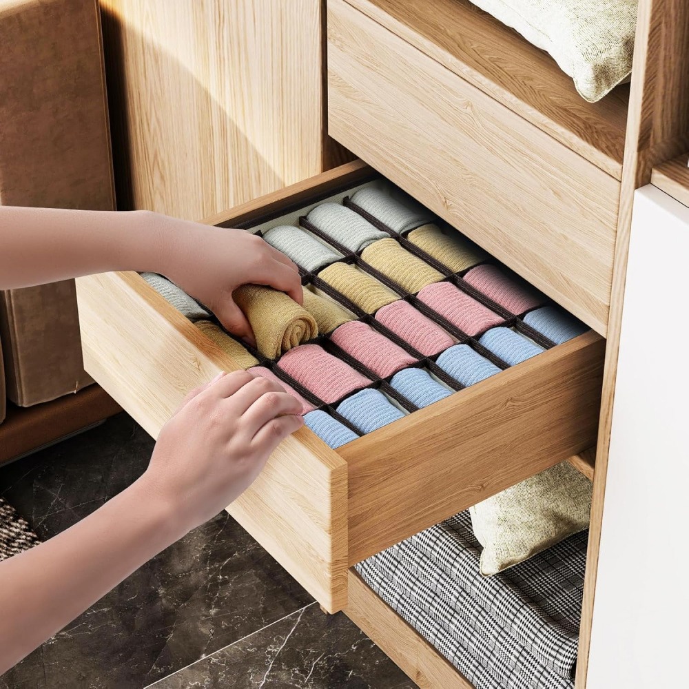 Sock Organizer Tray - Organisateur de tiroir à 24 compartiments,