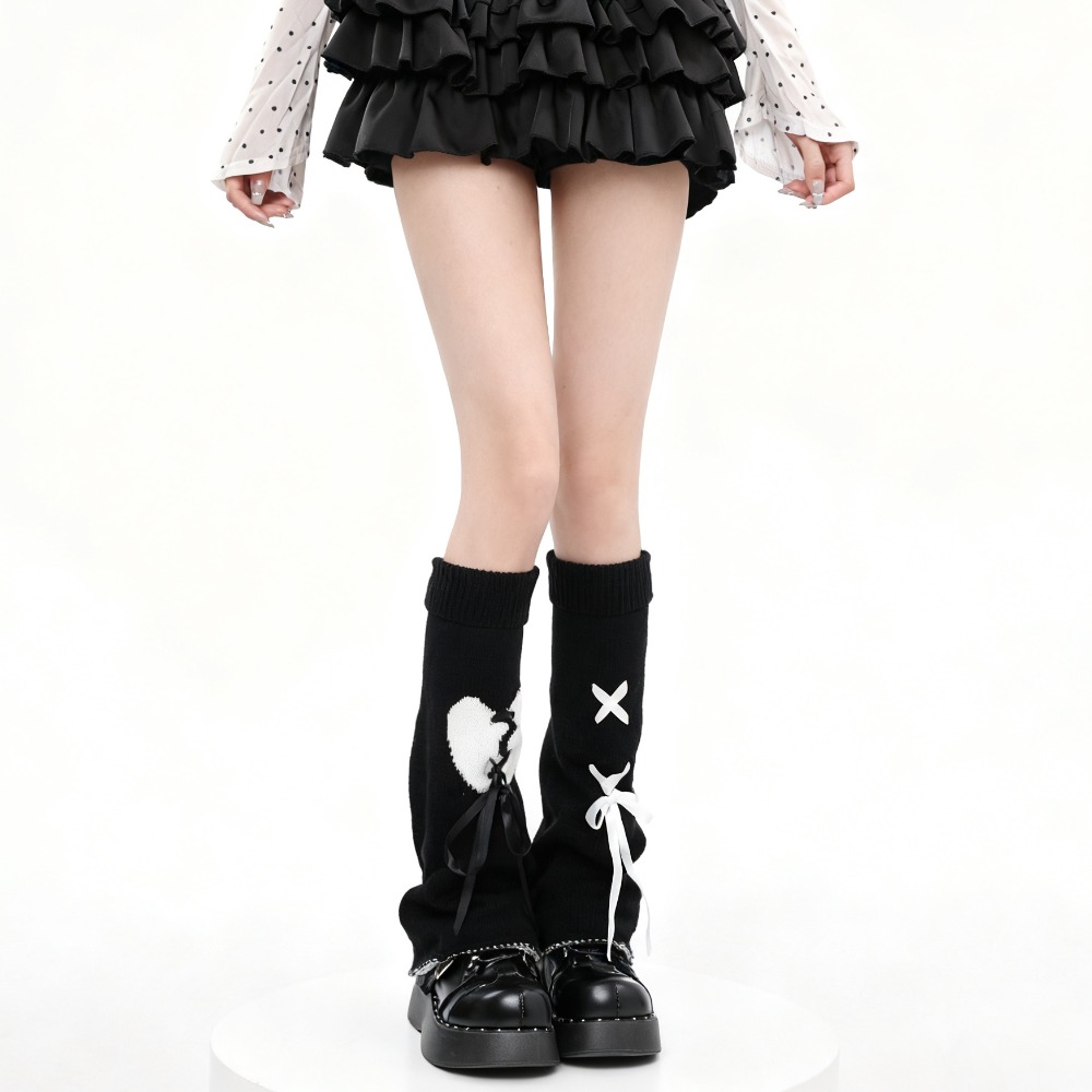 Boot Sock Slouchy - Guêtres évasées Y2K à motif cœur