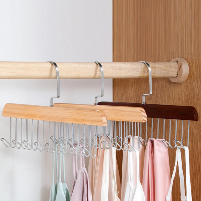 Sock Organizer Tray - Cintre à huit crochets en bois