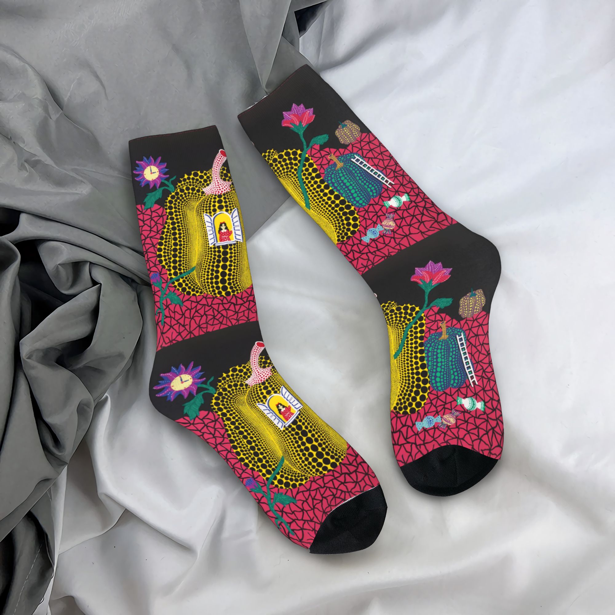 Dress Sock Men - Chaussettes personnalisées Yayoi Kusama avec peinture