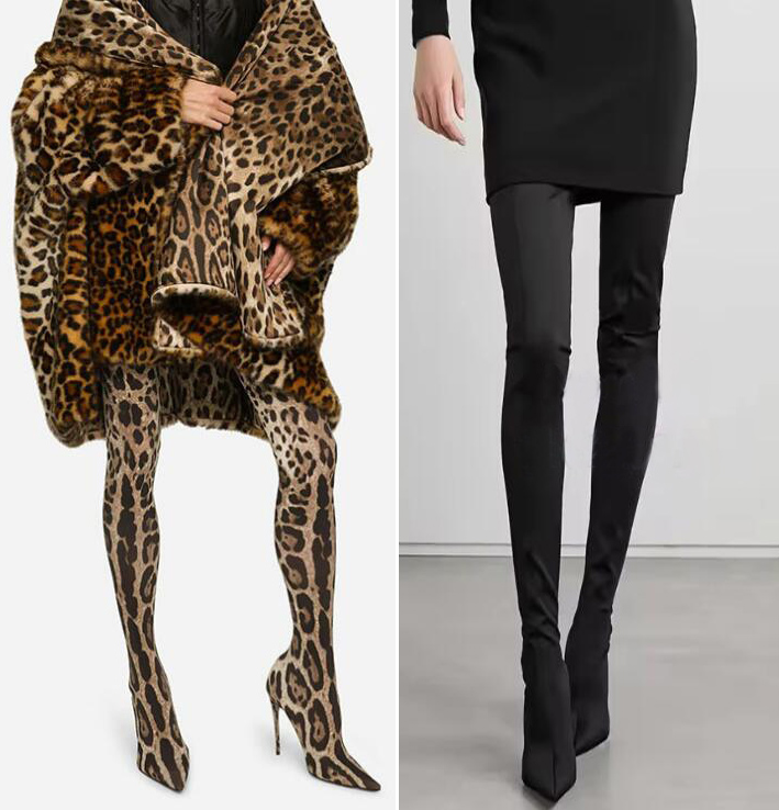 Knee High Sock Women - Chaussettes léopard Sexy extensibles au dessus