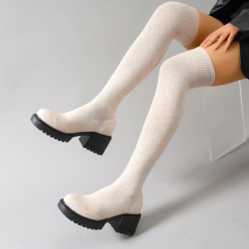 Bottes au dessus du genou à pl - Knee High Sock Women avis et prix