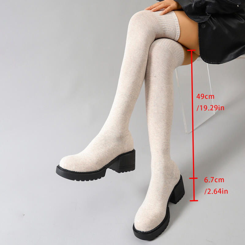 Bottes au dessus du genou à pl - Knee High Sock Women avis et prix